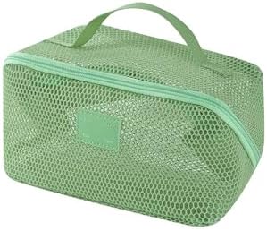 Travel Cosmetic Bag Mesh Clear Makeup Bag Women Portable Travel Toiletry Bags Makeup Organizer Bag with Handle Makeup Organizer for Travel (Green)