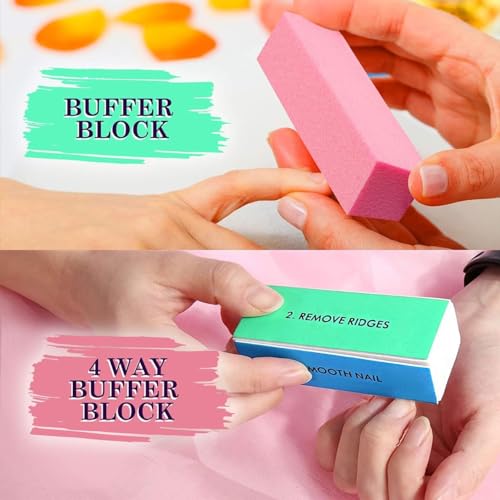 Kaiderine Nail File and Buffer, Professional Manicure Tools Kit.Natural Manicure Pedicure Kit Polisher Washable Buffering/Sanding Nails Filer Buffing, Nails Polish Smooth Polishing Set