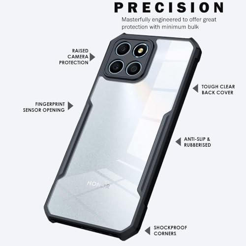 Zubitech Honor X5B / X5B Plus Clear Hard PC Back Cover Case with Shockproof Premium TPU Black Border 360 Degree Impact Resistant Camera lens Protection Transparent Cover For Honor X5B / X5B Plus