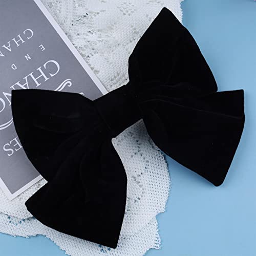 Andelaisi Vintage Satin Velvet Ribbon Bowknot Hairclips - Large Decorative Hair Accessories for Women and Girls (Black 2)