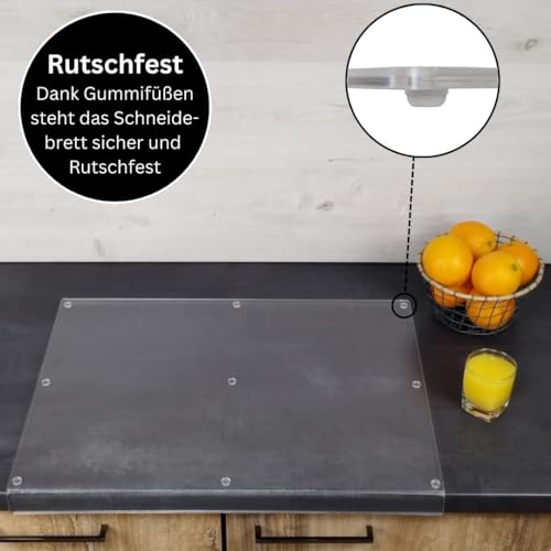 Acrylic Chopping Board with Stop Edge, 45 x 35 and 60 x 45 cm, Scratch-Resistant, Hygienic, Antibacterial, Non-Slip, Transparent, Plastic Chopping Boards
