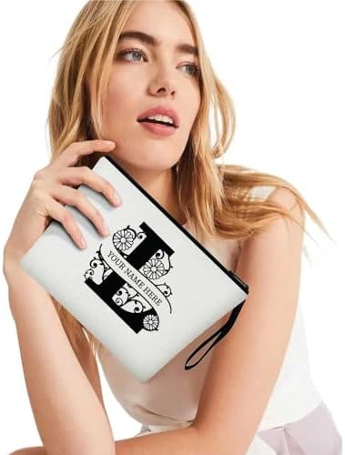 PRINTSHOP4ME Personalized Makeup Bag - Initial Monogram Cosmetic Pouch - Customizable Your Name - Monogrammed Makeup Pouch - Perfect for Travel Organizer - Cosmetic Bag for Women (N)
