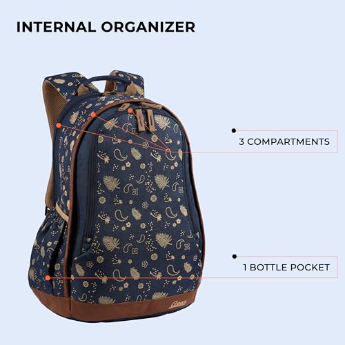 Gear Triumph Summer Print 26L Medium Water Resistant School Bag/College Bag/Daypack/Casual Backack for Girls/Boys/Men/Women (Blue-Beige)