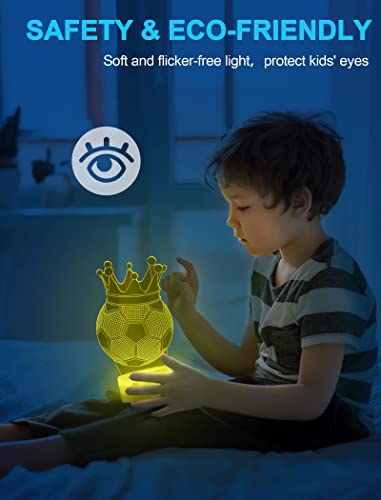 Football 3D Illusion Lamp, Football Gifts for Boys Girls, 3D Night Light with 16 Colors Change Remote Control Decorative Desk Lamp Creative Birthday Christmas Gift Sports Fans Toys (Football 2)