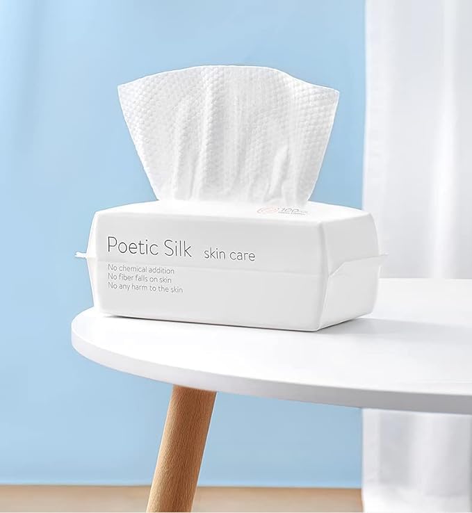 Disposable Face Towel, 100pcs Cotton Tissue Soft Dry Wipes,Simple Wet and Dry Cleansing Face Towel, Wet Dual Portable Use for Sensitive Skin & Baby & Makeup Remover & Personal Care(1 PACK=100PCS)