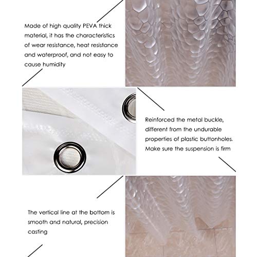 Wisfor 3D Effect Clear Shower Curtain Waterproof Water Cube EVA Bathroom Curtain Liner with 12 Ring Hooks Mildew-free Bath Curtains for Home Hotel (180 x 180 cm)