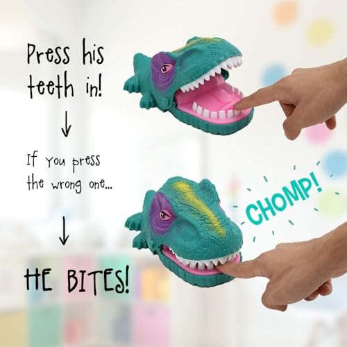 Dinosaur Dentist Game,Classic Bite Finger Game,Dinosaur Dentist Classic Bite Finger Game Dino Toy Funny Family Party Tabletop Board Game with LED Light and Sound