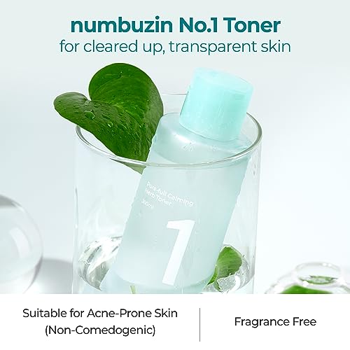 numbuzin No.1 Toner | Pure-Full Calming Herb Toner | Breakouts, Redness, Excess Oil Control, Blackhead Removal | Centella Asiatica, Heartleaf, Licorice Root | Acne-Prone, Sensitive Skin | 300ml