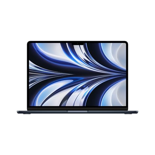 Apple MacBook Air 2022 laptop with M2 chip: 13.6-inch Liquid Retina display, 16GB RAM, 256GB SSD storage, backlit keyboard, 1080p FaceTime HD camera. Works with iPhone and iPad; Midnight