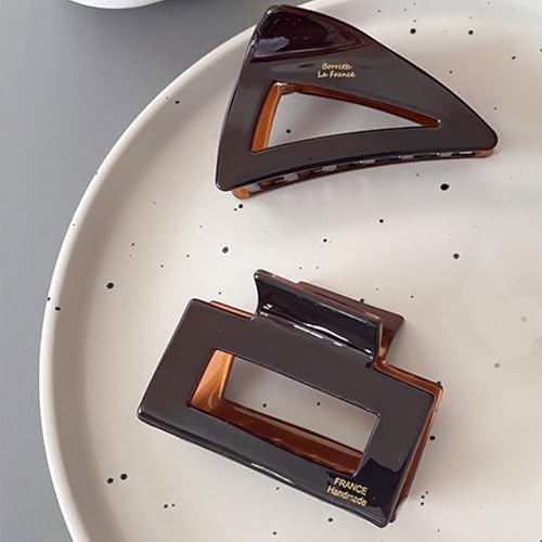 TMEOSK 2 PCS Hair Clips, Square Cutout and Triangle Design, Unique Korean Geometric Shape and Chocolate Color Matching, Suitable hair accessories for women