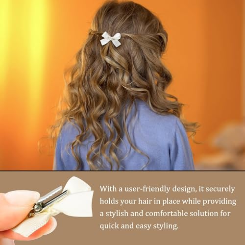 Tazweeq 24 Pieces Mini Bowknot Hair Clips, Small Cute Bows Hair Ribbon Alligator Clips, Charming Hair Accessories, for Every Occasion, for Women Girls, White