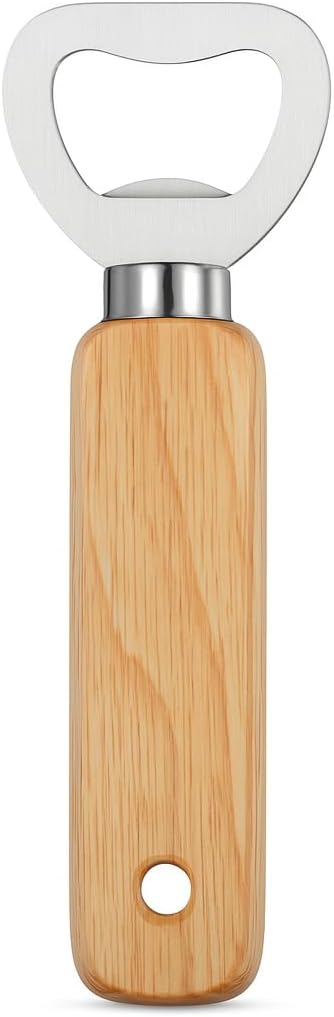 FITTO Wooden Bottle Opener - Portable Beer Bottle Opener for Drinks, Wooden Handle, Ideal for Home, Pub, Outdoor Use, Great Gift for Men