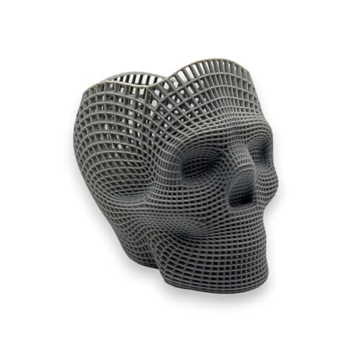 3Doz Skull Grid Pencil Holder, Desk Organiser, Pen Pencil Holder Caddy for Desk, 3D Printed with Nature Friendly Vegan Material, Grey