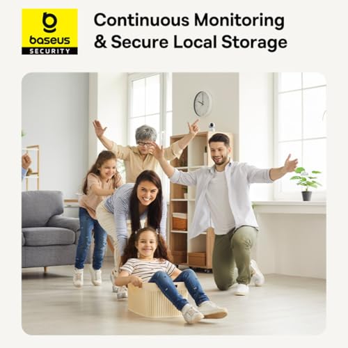Baseus P1 Lite Pan Tilt Security 2K Indoor Camera, 3MP HD Clarity, 2-Way Audio, Night Vision, Up to 256 GB SD Card Local Storage, Motion Tracking for Baby/Pet Monitor, Works with Alexa & Google HomeMP