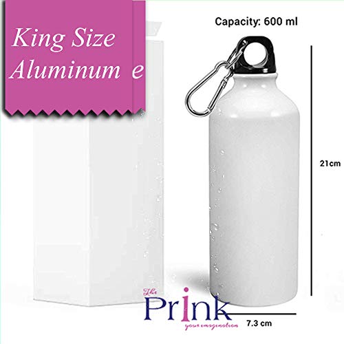 Prink Ronaldo Printed Aluminium Water Bottles , 600 ml , Pack of 1 , White