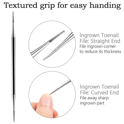 Insert and Nail File Pedicure Tool Set Stainless Steel Insert Toenail File Nail File Foot Care Stainless Steel Manicure and Pedicure Set 6 Pieces (With Storage Box)