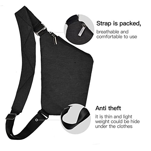 Small Sling Bag Cross Body Chest Shoulder Bag for Men Women - FRID Blocking Pocket and Adjustable Straps Crossbody Bag, Water Resistant Bum Bags for Runner Workout Hiking Cycling Travelling