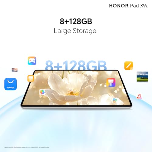 HONOR Pad X9a Wi-Fi Tablet 11.5" 120Hz Display, 8GB RAM + 128GB Storage, Android 15, Snapdragon 685, 8300mAh Battery, 35W Fast Charging, Stylus Support, Grey (2025 Model) + FREE Protective Flip Cover
