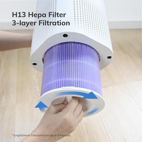 Abirday Air Purifiers 3-Stage Smart Air Purifyer for Bedroom Home up to 50㎡, With Built-in Humidifier Function, Hepa Air Filter Cleaner Super Mute Efficient Filtering for Pets Smokers Office
