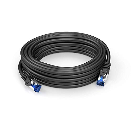 KabelDirekt – 20m – Ethernet, patch & network cable (transfers gigabit internet speed, ideal for 1Gbps networks/LANs, routers, modems, switches, RJ45 plug (silver), black)