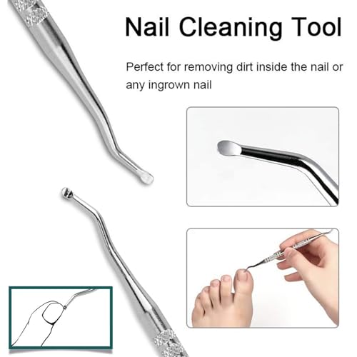 Insert and Nail File Pedicure Tool Set Stainless Steel Insert Toenail File Nail File Foot Care Stainless Steel Manicure and Pedicure Set 6 Pieces (With Storage Box)