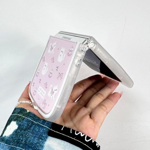 Cat Ears Case for Galaxy Z Flip 6, Azonee Kawaii Cute Cartoon TPU Cover, Soft & Creative Kitty Design, Pink Girly Fun Case for Girl