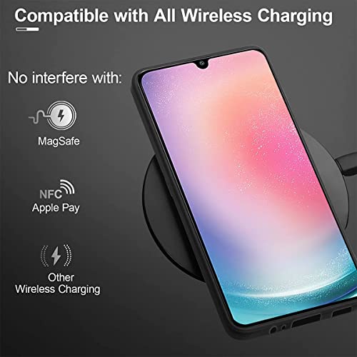T Tersely Liquid Silicone Case for Samsung Galaxy A24 4G/5G, Suitable for Wireless Charger Shockproof & Scratch Soft Case Cover with Liquid Silicone Rubber Skin, Black