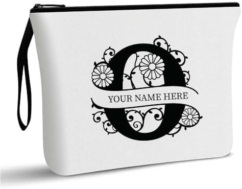 PRINTSHOP4ME Personalized Makeup Bag - Initial Monogram Cosmetic Pouch - Customizable Your Name - Monogrammed Makeup Pouch - Perfect for Travel Organizer - Cosmetic Bag for Women (N)