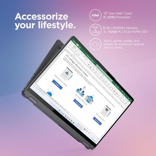 Lenovo IdeaPad Flex 5i 14" FHD(1920 x 1200) IPS Touchscreen 2-in-1 Laptop, Intel Core i5-1235U, Backlit KB, Wi-Fi 6, Fingerprint, Thunderbolt™ 4, w/Stylus (8GB RAM | 512GB SSD)