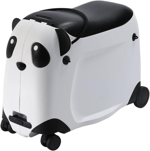 Ride On Panda Suitcase for Kids, Toy Luggage Shoulder Bag, Cute Hand Carry Panda Style (Pink with White) - Black with White