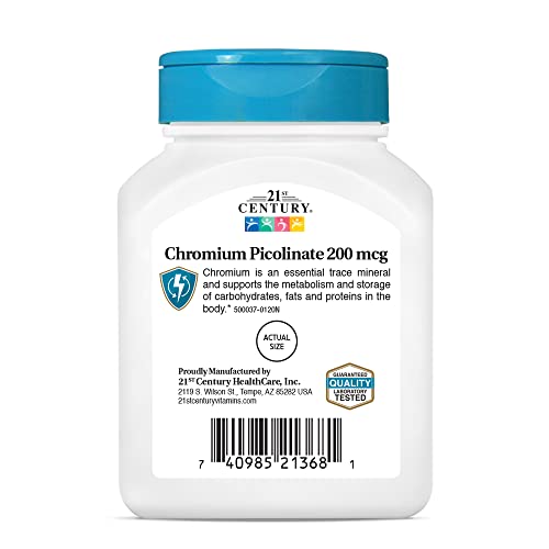 21st Century Chromium Picolinate 200 Mcg, 100 Tablets
