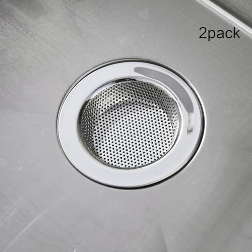 LASSHSWA Kitchen Sink Strainer Stainless Steel, LASSHSWA Kitchen Sink Drain Strainer, Sink Strainers for Kitchen Sinks with Large Wide Rim 4.5" Diameter (2 Pack)