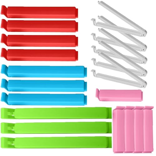 20PCS Sturdy Food Bag Clips for Food Storage Bags in 5 Sizes & 5 Colours - Food Clips for Keeping Food Fresh, Bag Clips for Food Storage and Sandwich Bags, Food Clips Bag Sealing Clips