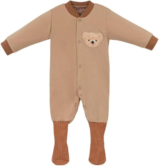 Bacodeseta 3-Pack Baby Footed Romper Set,Mango Bear Collection ,Snap Closure,Long Sleeve, Cozy Unisex Babywear-6 M