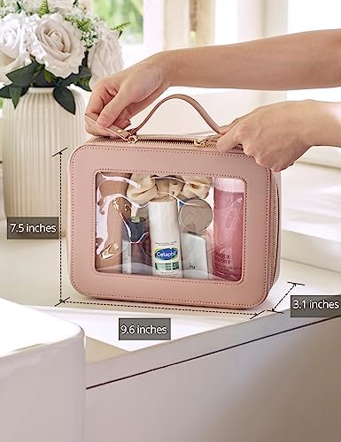 Small Cosmetic Bag for Purse Mini Makeup Bag for School Cute Clear Make Up Pouch for Travel Tiny Leather White Make Up Organizer Case for Backpack Toiletry Bag Waterproof Square Pouch with Zipper