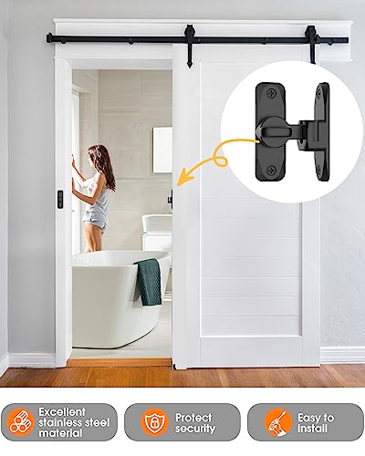 YogePote 90/180 Degree Barn Door Lock, Small Flip Gate Latches Hardware, Door Security Sliding Door Latch Lock fo Cabinets, Barn Door, Bathroom, Gardenr Doors (Black-2Pcs)