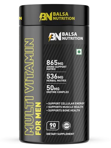 Balsa Nutrition Men's Multivitamin- 90 Tablets |Essential Daily Support For Men's Health, Boosts Immunity, Muscle Recovery, Bone Health, Mental Focus, Cellular Energy & Vitality |Non- GMO, Gluten Free