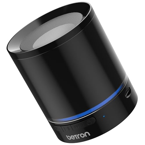 Betron Portable Small Bluetooth Speaker Wireless with Aux for Travel Home iPhone Samsung Phone Tablet Built-In Microphone Rechargeable