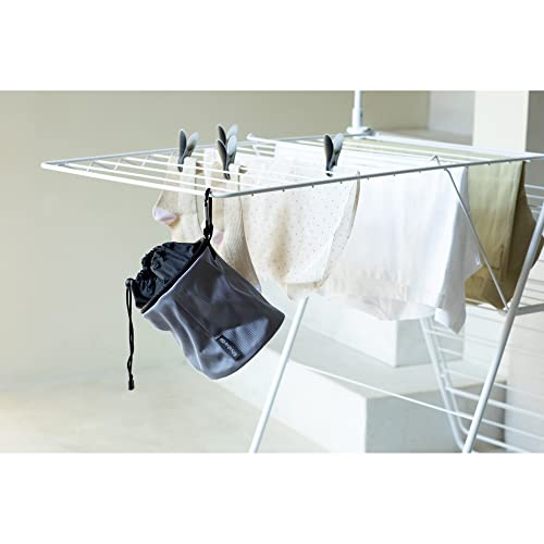 Brabantia x1 Premium Clothespin Storage Bag with Hanging Carabiner & Closing Cord (Random Color) Space Saving Organizer for Clothes Pins, Hangs on Clothesline/Drying Rack, Holds up to 150 Pins