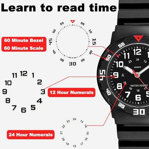 CKV Kids Analog Watches for Girls Boys Kids Watches with Luminous Easy to Read Learning Time, Soft Band, 30M Waterproof Children Watch, Great Birthday Gifts for Ages 3-12 Kids