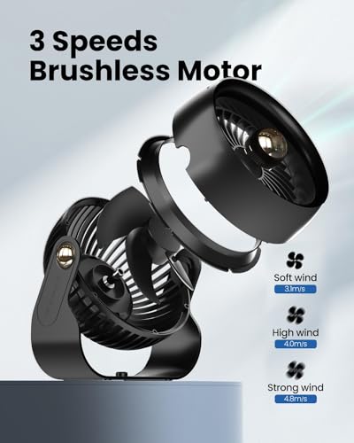 Desk Fan, 6 Inch Quiet Air Circulator Fan, 4 Speeds with Strong Airflow, 270° Rotate Portable Fan For Bedroom Home Office Desktop Travel
