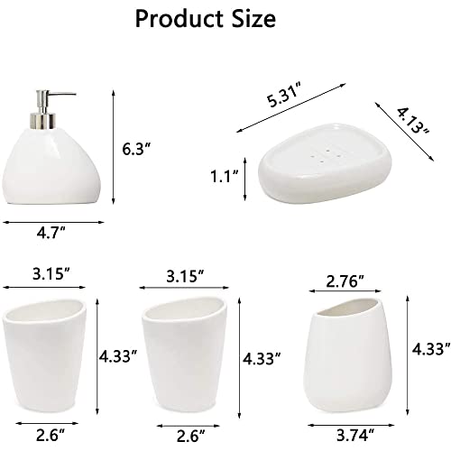 TOMVAES 5 Pieces Ceramic Bathroom Accessory Set, Bathroom Vanity Countertop Accessory Set, Include Soap Dispenser, Toothbrush Holder, 2 Tumbler, Soap Dish