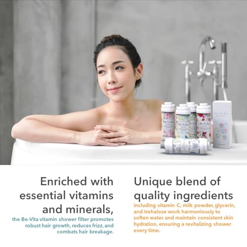 Be-Vita Korean Vitamin Shower Filter - Anti Hair Loss - Prevents Dry Skin - Chlorine Removal - Rust Removal - Relaxing Aromatherapy - Non-Toxic (Baby Powder)
