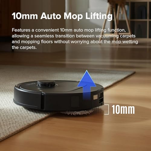 roborock Qrevo S Robot Vacuum and Mop, Self-Drying, Auto Mop Washing, 7000Pa Suction, Self-Emptying & Refilling, 10mm Mop Lifting, 200RPM Spinning Mops, Smart Obstacle Avoidance, Black