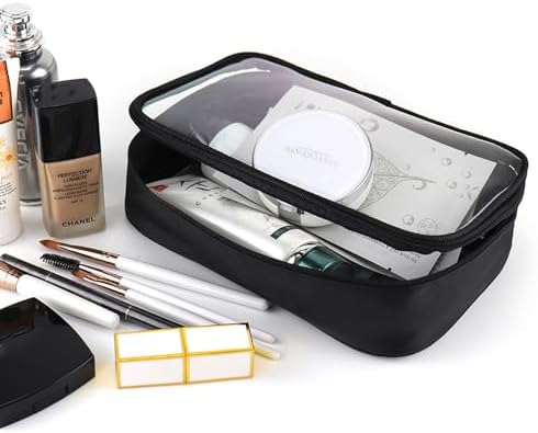 Azonee 3 Pcs Clear Makeup Bag, TPU Toiletry Bags, Travel Clear Case for Cosmetics, Transparent Zippered Bag, Waterproof Women's Portable Minimalist Storage Bag (S, M, L)