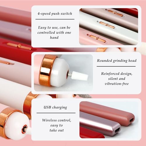 Professional Electric Nail Drill Machine, Portable Mini Manicure Pedicure Nail Drill File Tool, USB 5-in-1 Polishing Kit, for Acrylic Gel Dip Powder Nails, for Calluses Polishing, for Home and Salon