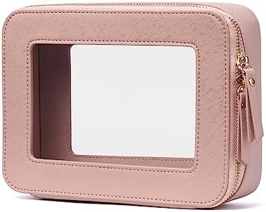 Small Cosmetic Bag for Purse Mini Makeup Bag for School Cute Clear Make Up Pouch for Travel Tiny Leather White Make Up Organizer Case for Backpack Toiletry Bag Waterproof Square Pouch with Zipper