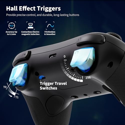 AceGamer Aurora 2.4G Wireless Bluetooth Controller for Windows PC/Switch/Stem/iOS/Androidï¼ŒGamepad PC Joystick with Hall Effect Joystick, Programmable Back Button, Linear Resonant Actuator (black)