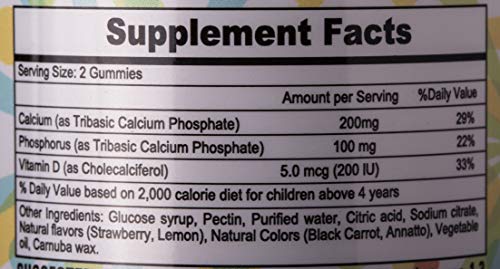 Sunshine Nutrition Cool Gummies Calcium With D3 For Kids, 60 Gummies | No Sugar Coating | Vegan | All Natural Flavor