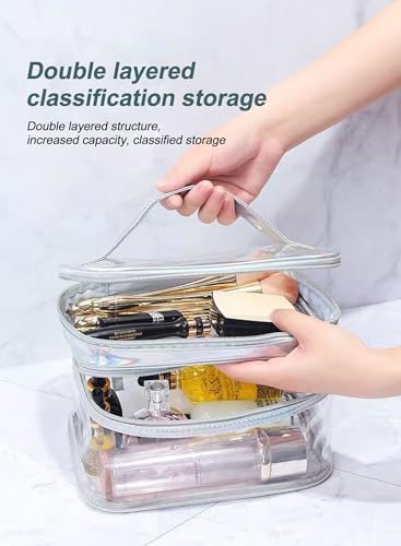 URbazaar Cosmetic bag, Double Layer Travel Makeup Bags For Women, Waterproof Portable Cosmetic Cases Make up Organizer for Makeup, Cosmetics Tools, Shampoo, Toiletries